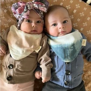 New - Crane Baby Caspian Muslin blue boy bib